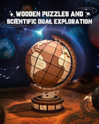 ROBOTIME 3D Wooden Globe Puzzle - 277 - piece Rotating World Map Model Set With Astronomical Base, Fun DIY Project For Teenagers, Excellent Decoration - GivenPerfect