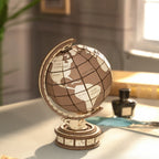 ROBOTIME 3D Wooden Globe Puzzle - 277 - piece Rotating World Map Model Set With Astronomical Base, Fun DIY Project For Teenagers, Excellent Decoration - GivenPerfect