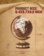 ROBOTIME 3D Wooden Globe Puzzle - 277 - piece Rotating World Map Model Set With Astronomical Base, Fun DIY Project For Teenagers, Excellent Decoration - GivenPerfect