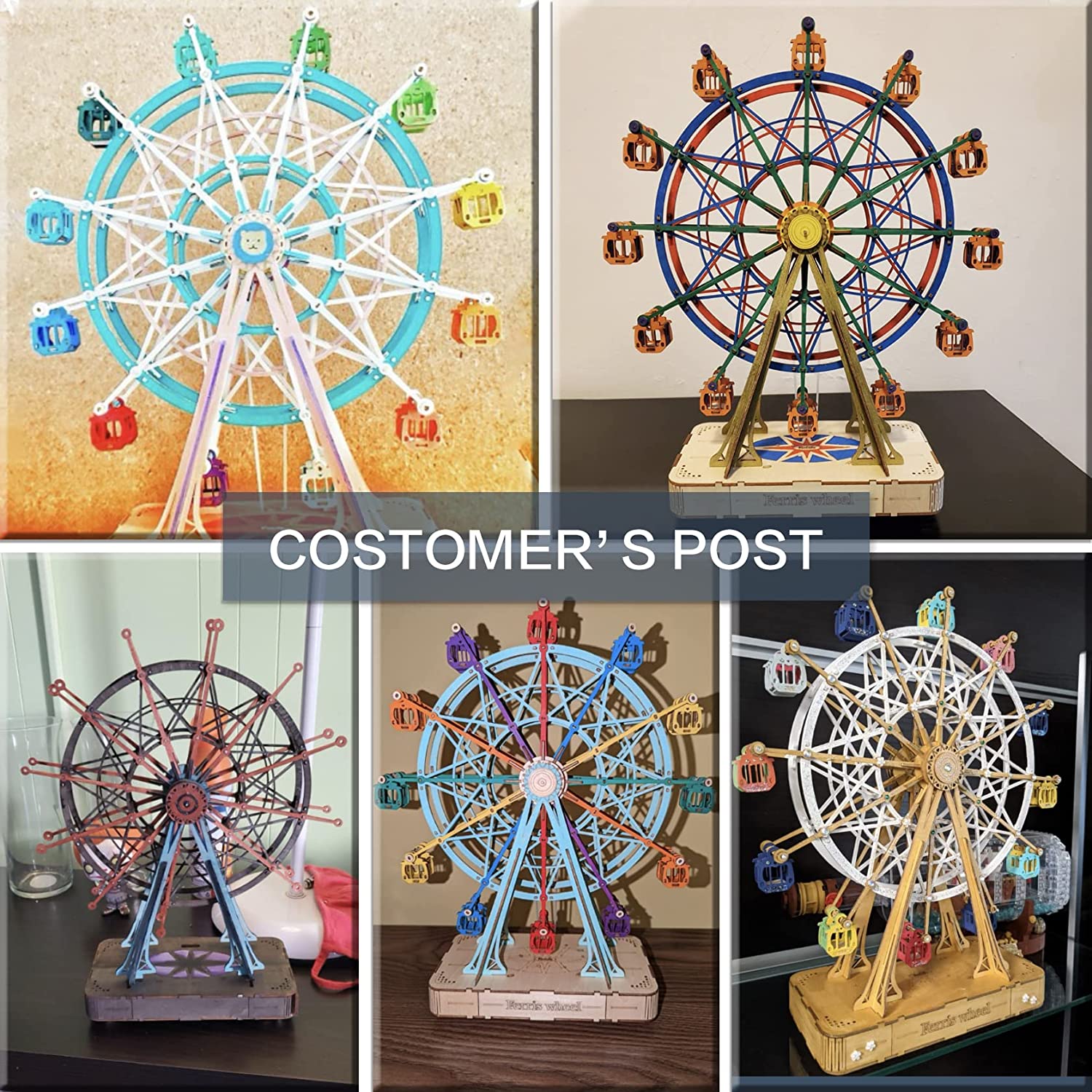 Robotime DIY Wooden Rotatable Ferris Wheel Model With Playing Music Toys For Children Birthday TGN01 - GivenPerfect