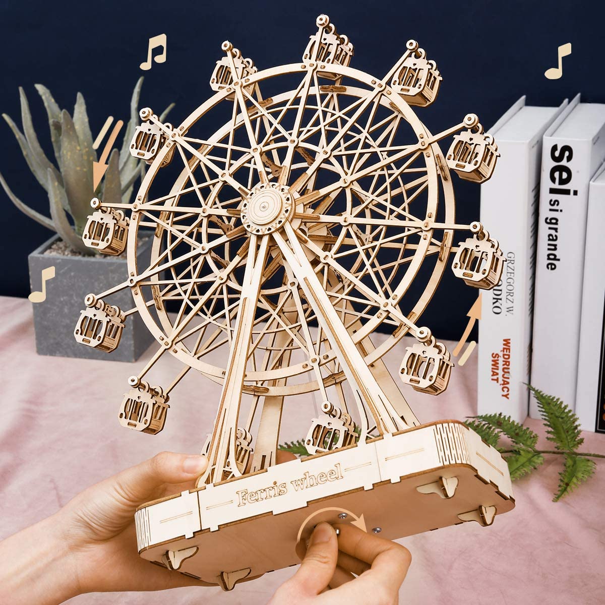 Robotime DIY Wooden Rotatable Ferris Wheel Model With Playing Music Toys For Children Birthday TGN01 - GivenPerfect