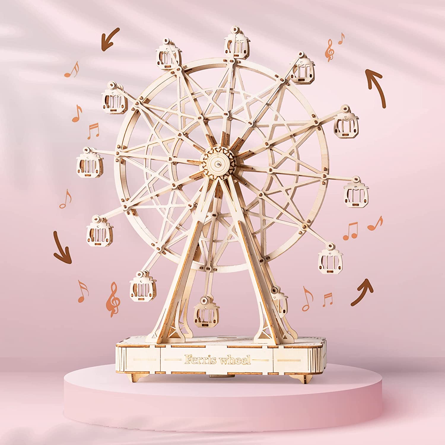 Robotime DIY Wooden Rotatable Ferris Wheel Model With Playing Music Toys For Children Birthday TGN01 - GivenPerfect