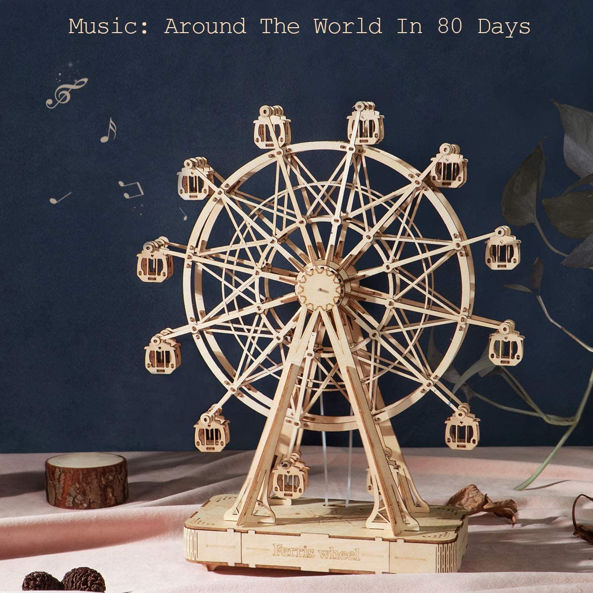Robotime DIY Wooden Rotatable Ferris Wheel Model With Playing Music Toys For Children Birthday TGN01 - GivenPerfect