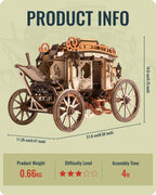 Robotime Rokr Stagecoach Music Box 3D Wooden Puzzle For Adults Birthday Anniversary Day Gift Hobby STEM Kits Model Easy To Build - GivenPerfect