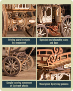 Robotime Rokr Stagecoach Music Box 3D Wooden Puzzle For Adults Birthday Anniversary Day Gift Hobby STEM Kits Model Easy To Build - GivenPerfect
