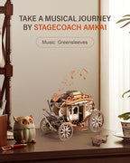 Robotime Rokr Stagecoach Music Box 3D Wooden Puzzle For Adults Birthday Anniversary Day Gift Hobby STEM Kits Model Easy To Build - GivenPerfect