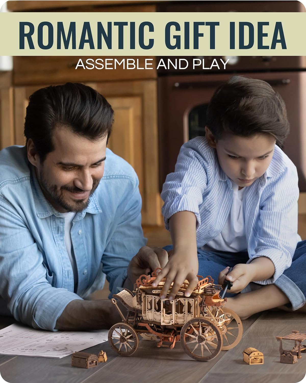 Robotime Rokr Stagecoach Music Box 3D Wooden Puzzle For Adults Birthday Anniversary Day Gift Hobby STEM Kits Model Easy To Build - GivenPerfect
