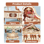Sales Are Prohibited On The TEMU And SHEIN - MUSIC PARK 3d Wooden Puzzle Piano Music Box Can Be Played Handmade Assembly Model Kit DIY Crafts Holidays Birthdays Christmas Gifts - GivenPerfect