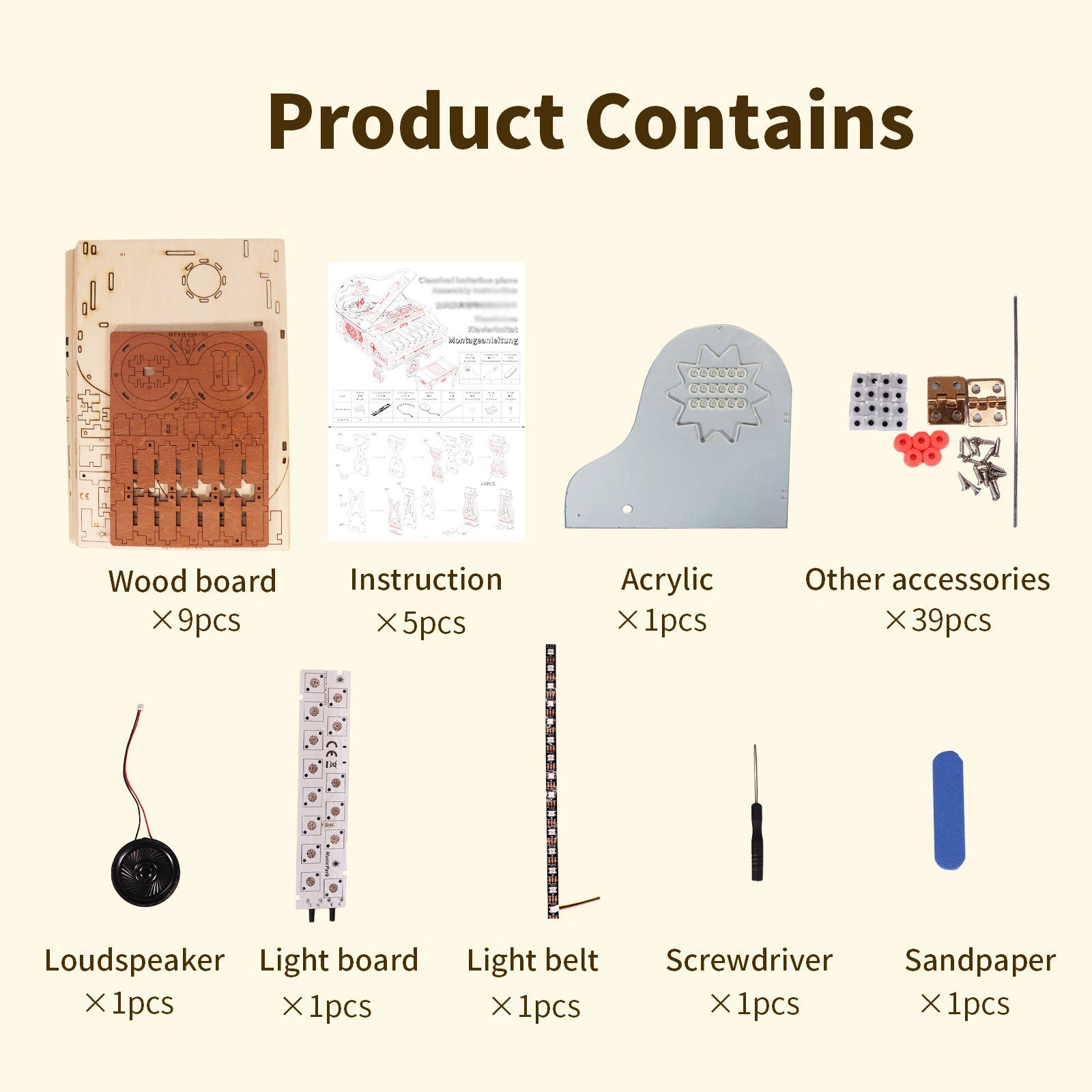 Sales Are Prohibited On The TEMU And SHEIN - MUSIC PARK 3d Wooden Puzzle Piano Music Box Can Be Played Handmade Assembly Model Kit DIY Crafts Holidays Birthdays Christmas Gifts - GivenPerfect